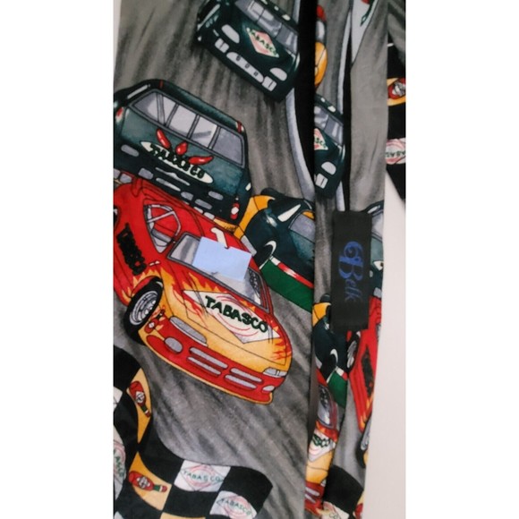 Tabasco Silk Tie Necktie Race Cars and Bottle Belk Made in USA - Picture 3 of 5